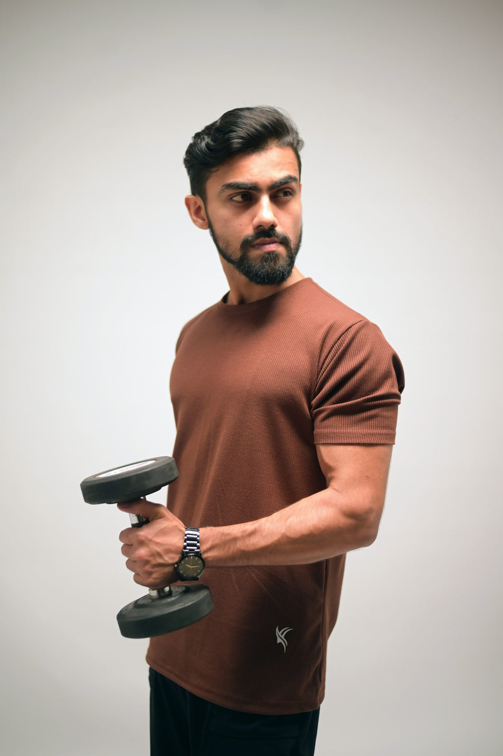 Barista Brown Waffle Knit Breathable Tee