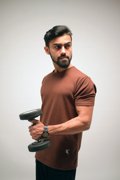 Barista Brown Waffle Knit Breathable Tee