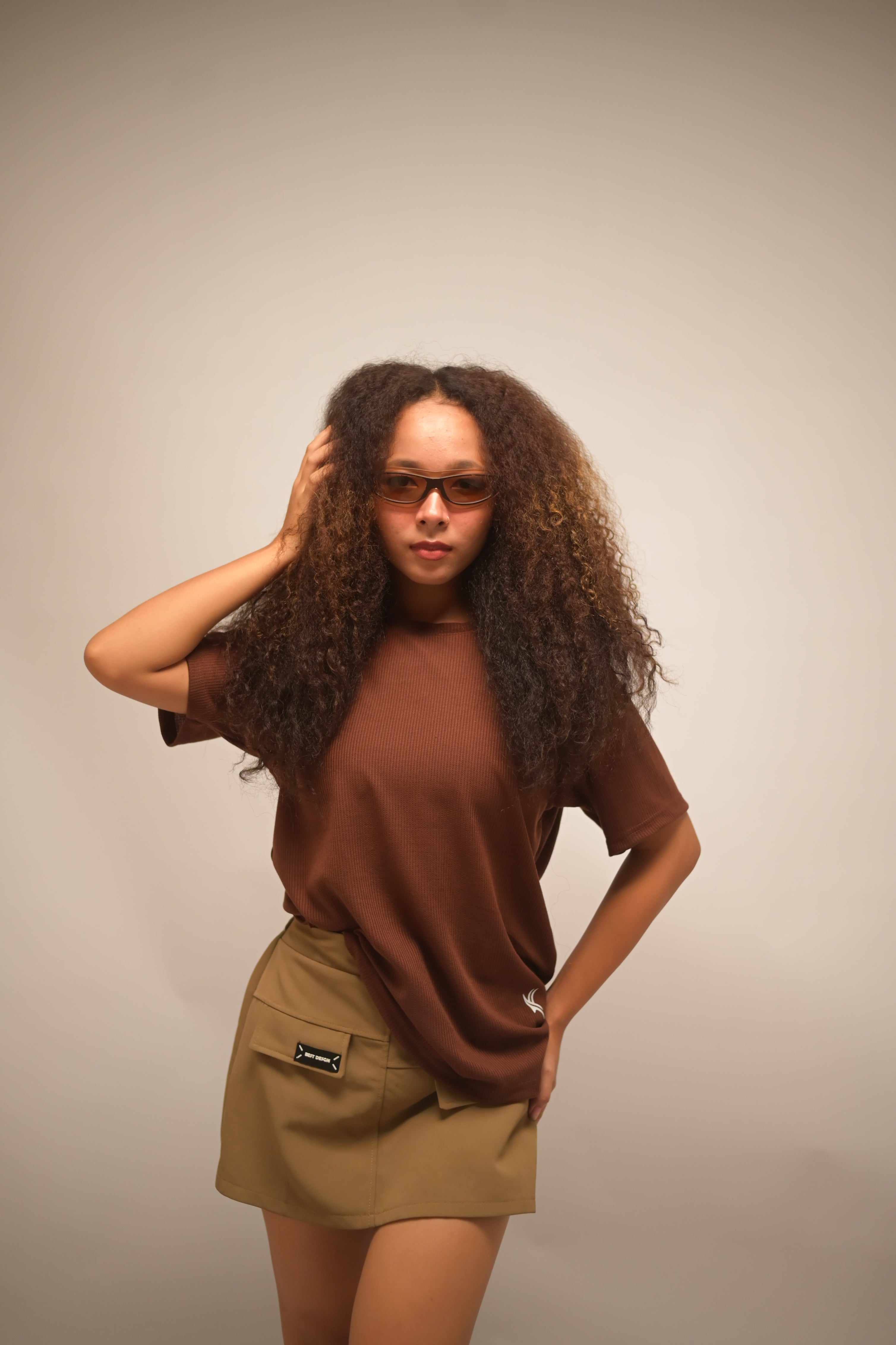 Barista Brown Waffle Knit Breathable Tee