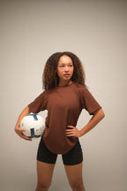 Barista Brown Waffle Knit Breathable Tee