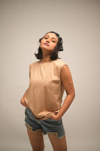 Light Taupe Essential Muscle Tank (Shape-Retention Fit)