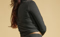 Midnight Ash Full Sleeves Mock Neck Fitted Crop Top