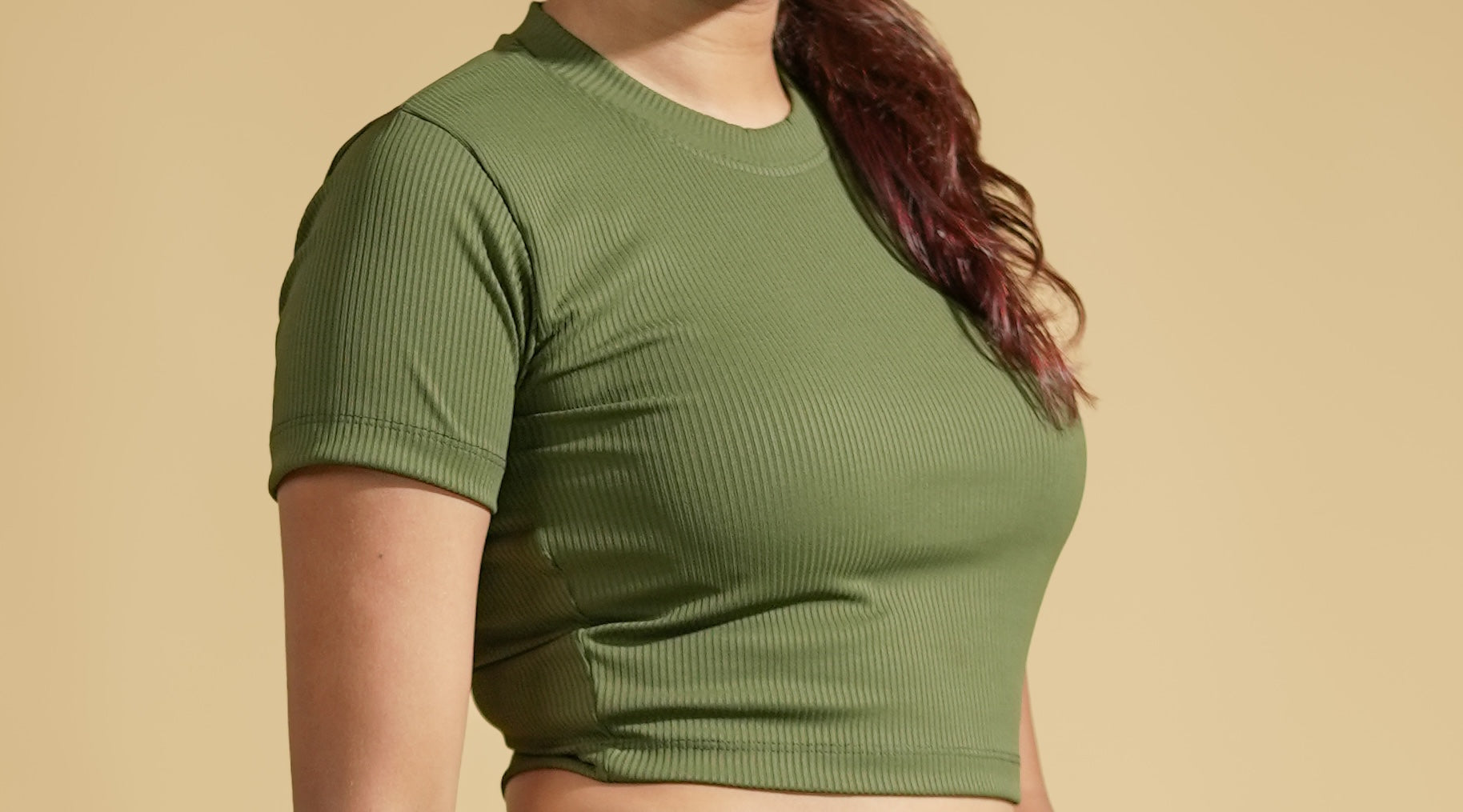 Evergreen Flow Half Sleeves Fitted Crop Top