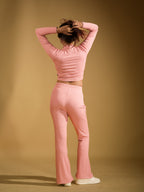 Dusty Rose Co-ord Set (Full Sleeves Mock Neck & Flared Leggings)