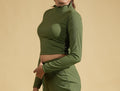 Evergreen Flow Co-ord Set (Half Sleeves Crop Top & Flared Leggings)