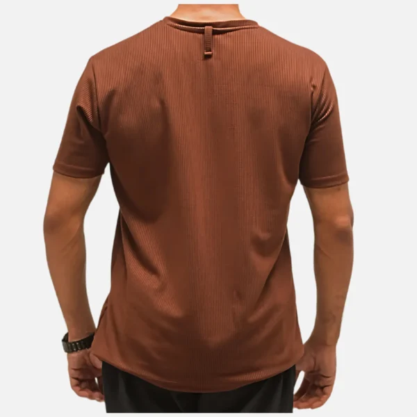 Earth Wave Tee : Best Breathable Waffle Knit Brown T-Shirt - Image 3