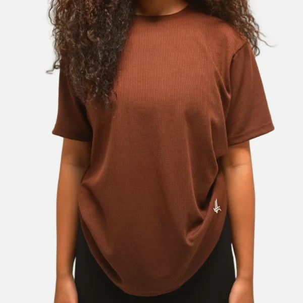 Earth Wave Tee : Best Breathable Waffle Knit Brown T-Shirt - Image 2