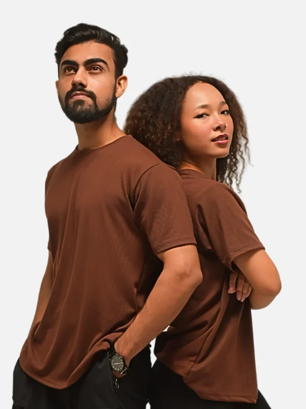 Earth Wave Tee : Best Breathable Waffle Knit Brown T-Shirt