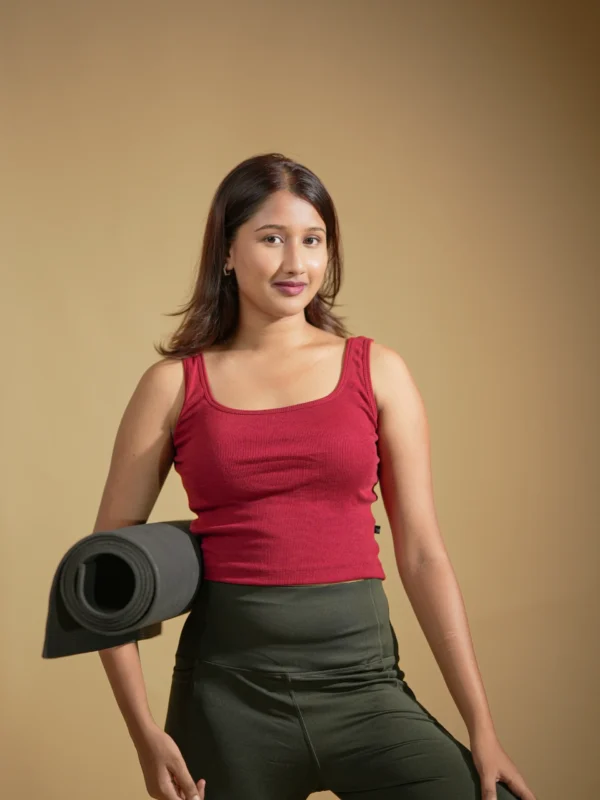 Crimson Edge Square Neck Tank Top