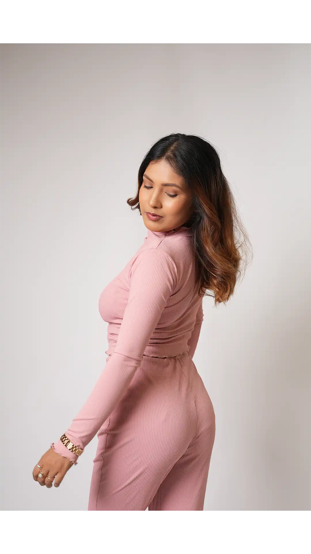 Dusty Pink Mock Neck Top - Image 2