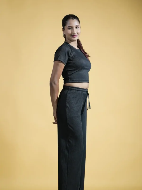 Midnight Ash Co-Ord Set (Half Sleeves Top and Wide Leg Pants)