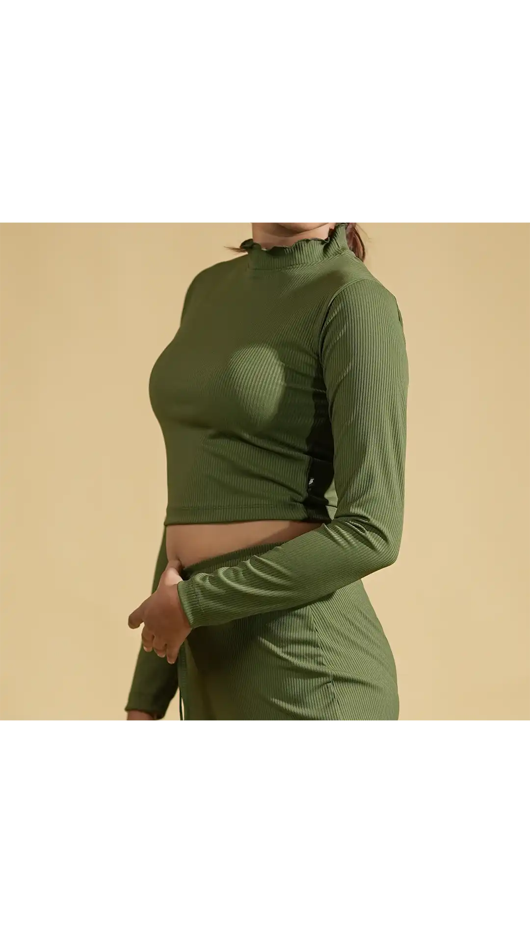 Ever Green Mock Neck Top with Wide Leg Pants