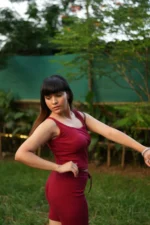 Maroon Red Square Neck Fitted Crop Top Ribbed Cotton for 2 way stretch