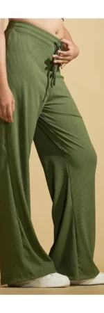 Midnight Ash Co-ord Full Sleeves Mock Neck Fitted Crop Top and Wide Leg Pants