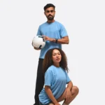 half sleeves dot knit polyester jersey blue