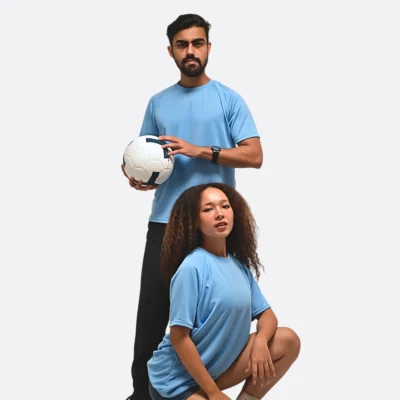 half sleeves dot knit polyester jersey blue