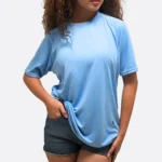 half sleeves dot knit polyester jersey blue