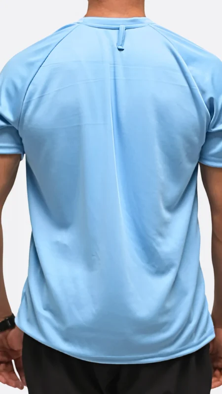 half sleeves dot knit polyester jersey blue