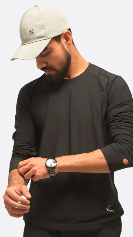 Full sleeves active t shirt dryfit black