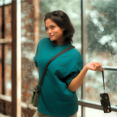 teal green oversized half sleeves t shirt 260 gsm