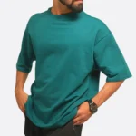 teal green oversized half sleeves t shirt 260 gsm