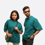teal green oversized half sleeves t shirt 260 gsm